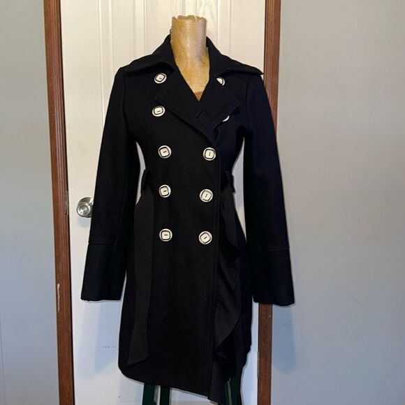 Guess Retro Black Double Breasted Wool Trench Coat-RARE
Size Medium - Picture 1 of 17
